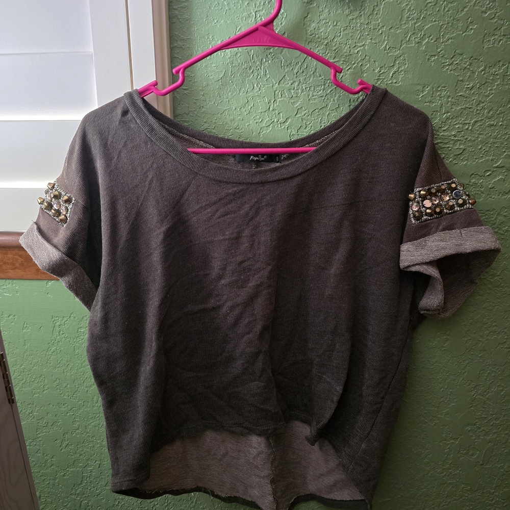 Embellished Gray Top